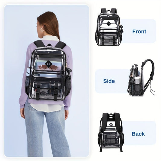 Backpack for Women – PVC, Clear, Transparent, Large Capacity – front view