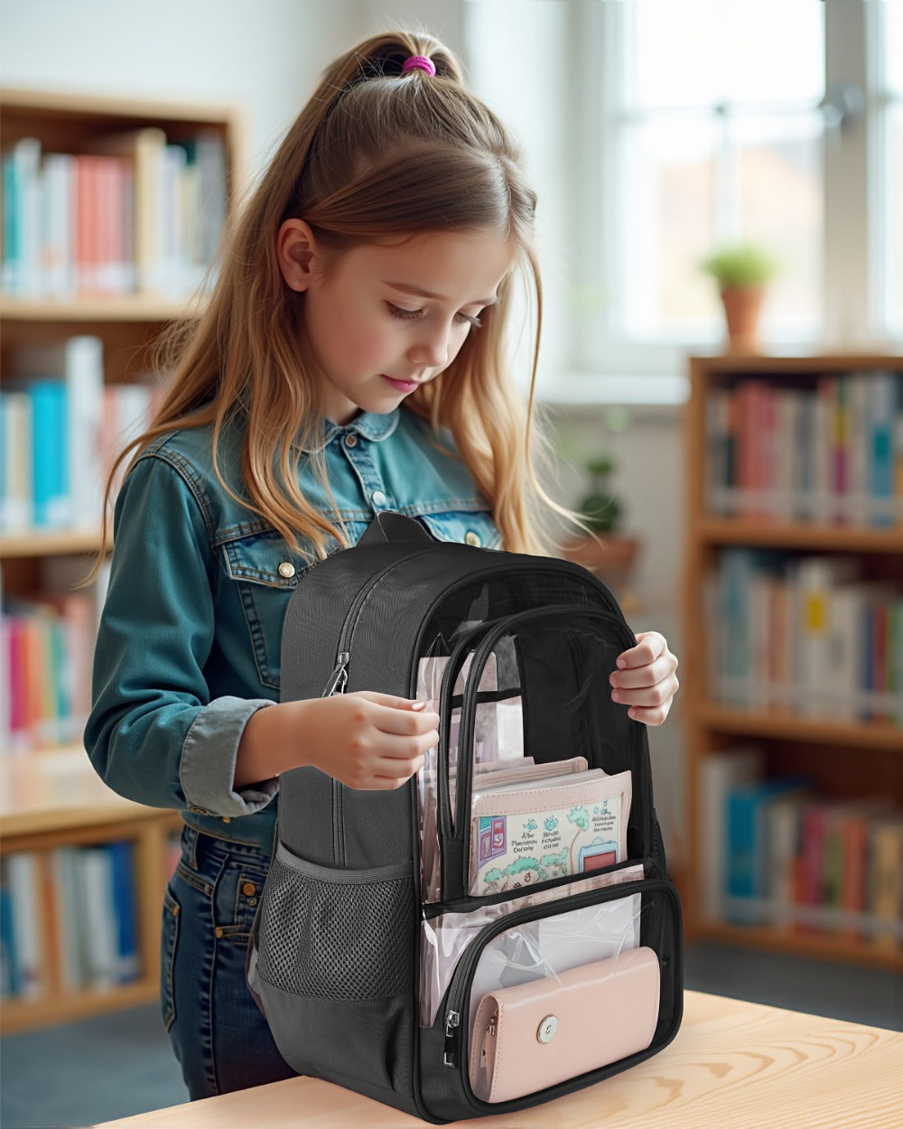Backpack for Women – PVC, Clear, Transparent, for Travel & School – detail view 7