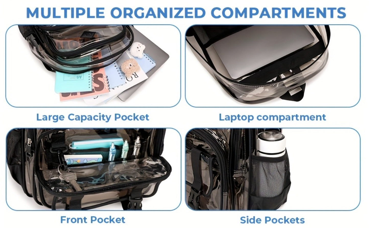 Backpack for Women – PVC, Transparent, Large Capacity, Clear – detail view 11