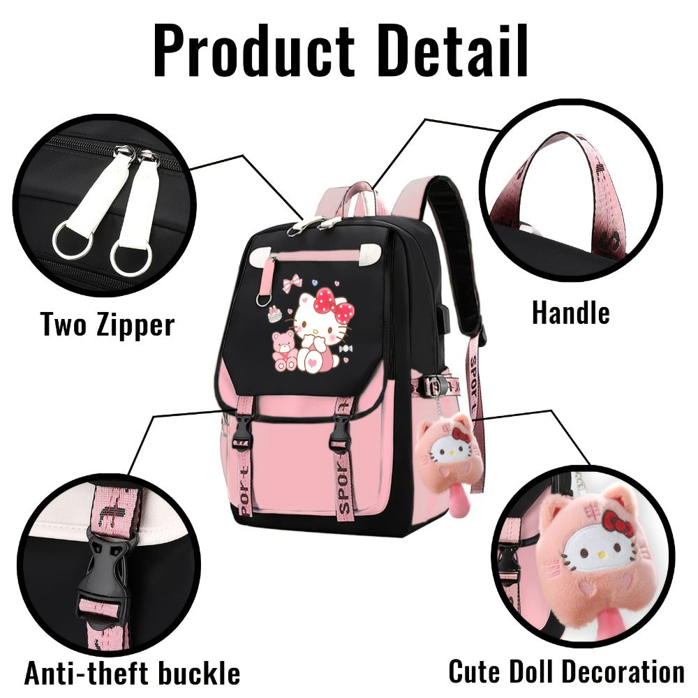 Backpack for Women – for Travel & School, Kawaii Plush Cute Y2k Grunge – detail view 2