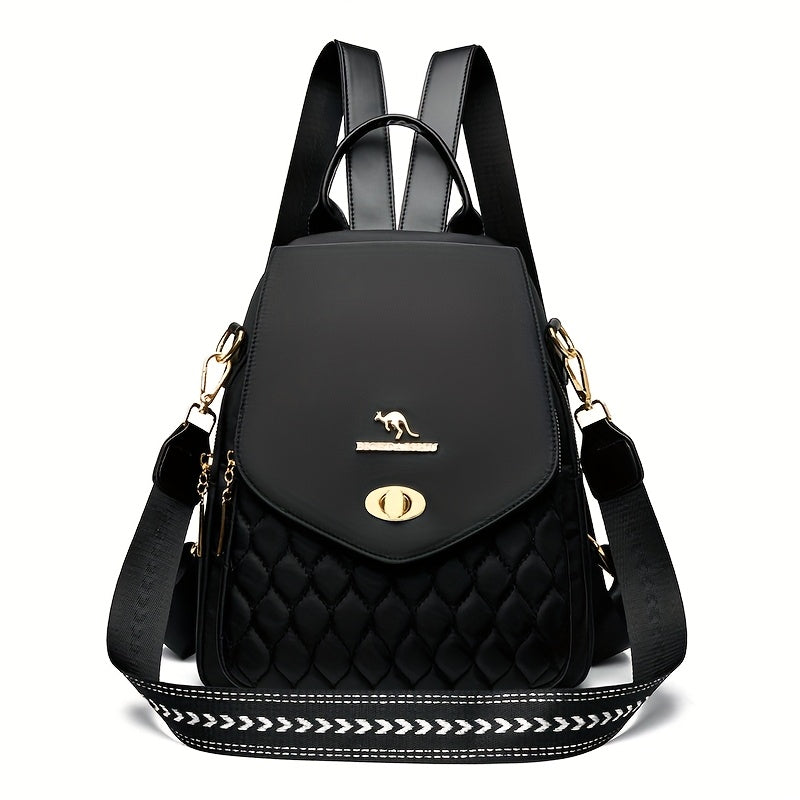Backpack for Women – for Travel & Work, Fashion Stripe Texture Pattern Golden – alternate view