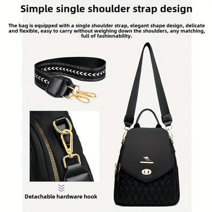 Backpack for Women – for Travel & Work, Fashion Stripe Texture Pattern Golden – detail view 11