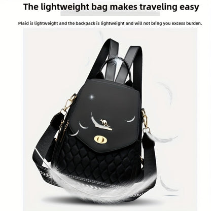 Backpack for Women – for Travel & Work, Fashion Stripe Texture Pattern Golden – detail view 3