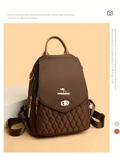 Backpack for Women – for Travel & Work, Fashion Stripe Texture Pattern Golden – detail view 29