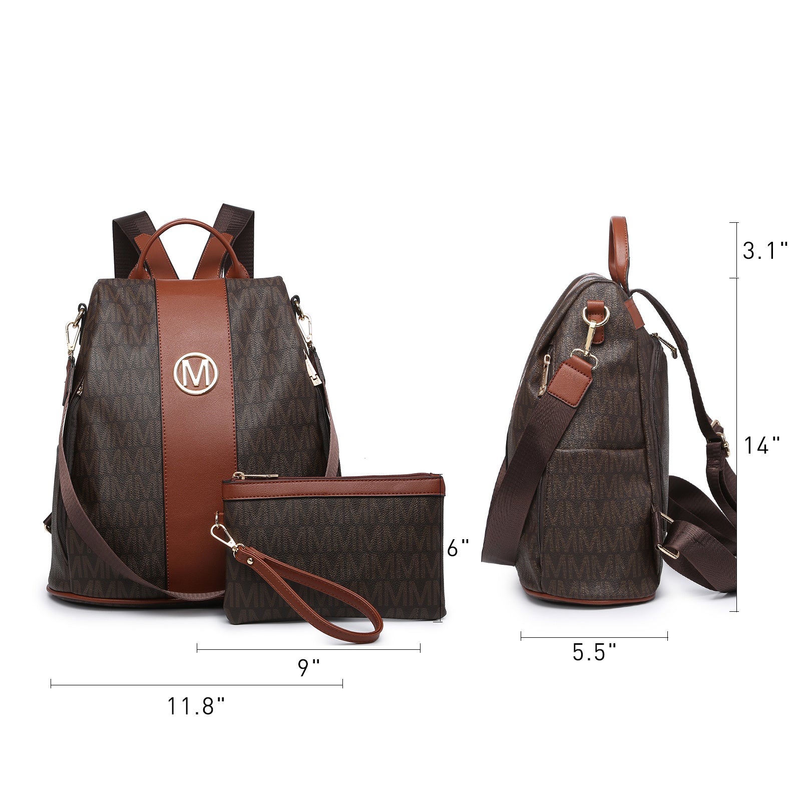 Backpack for Women – Vegan Leather, Anti-Theft, Convertible, Multi-Pocket – detail view 20