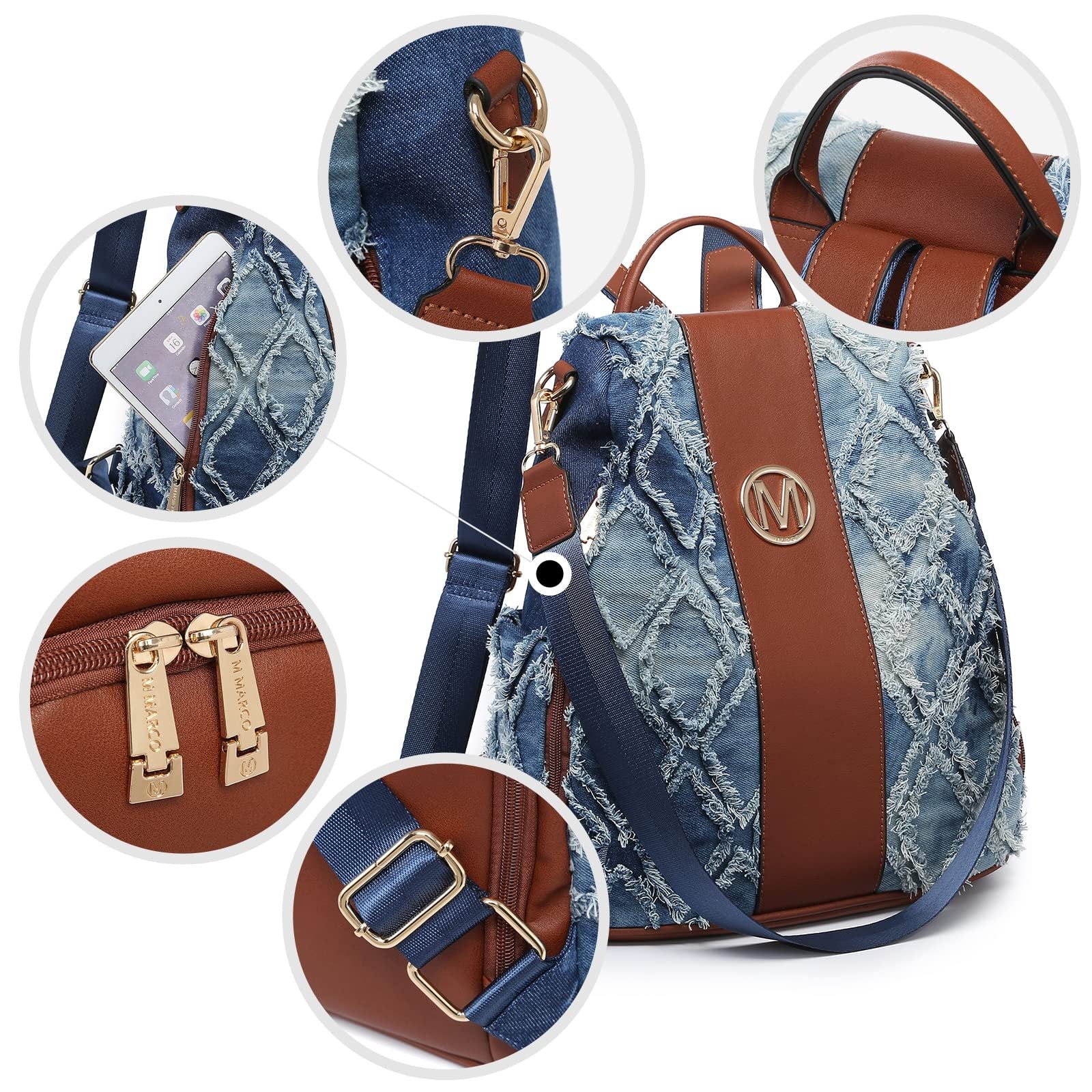 Backpack for Women – Vegan Leather, Anti-Theft, Convertible, Multi-Pocket – detail view 3