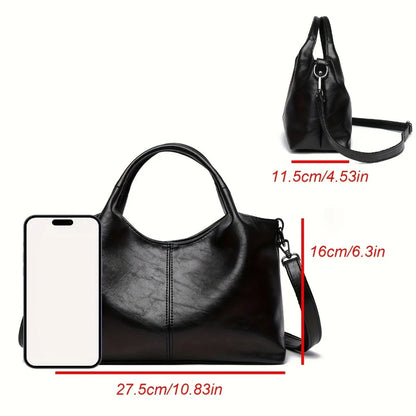 Oversized Soft Tote Bag for Women - Large Capacity Shoulder Bag W/ Adjustable Strap And Zip Closure, | Slouchy Crossbody Purse (Chestnut/Black)