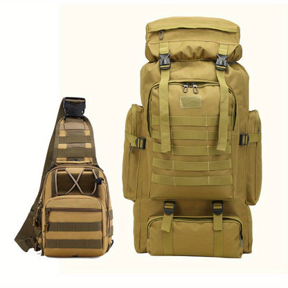 Set of 2pcs 21.13gal Spacious Multifunctional Camouflage Tactical Hiking Backpacks Featuring Various Compartments And a MOLLE System, Ideal for Outdoor Adventures, Camping, Trekking