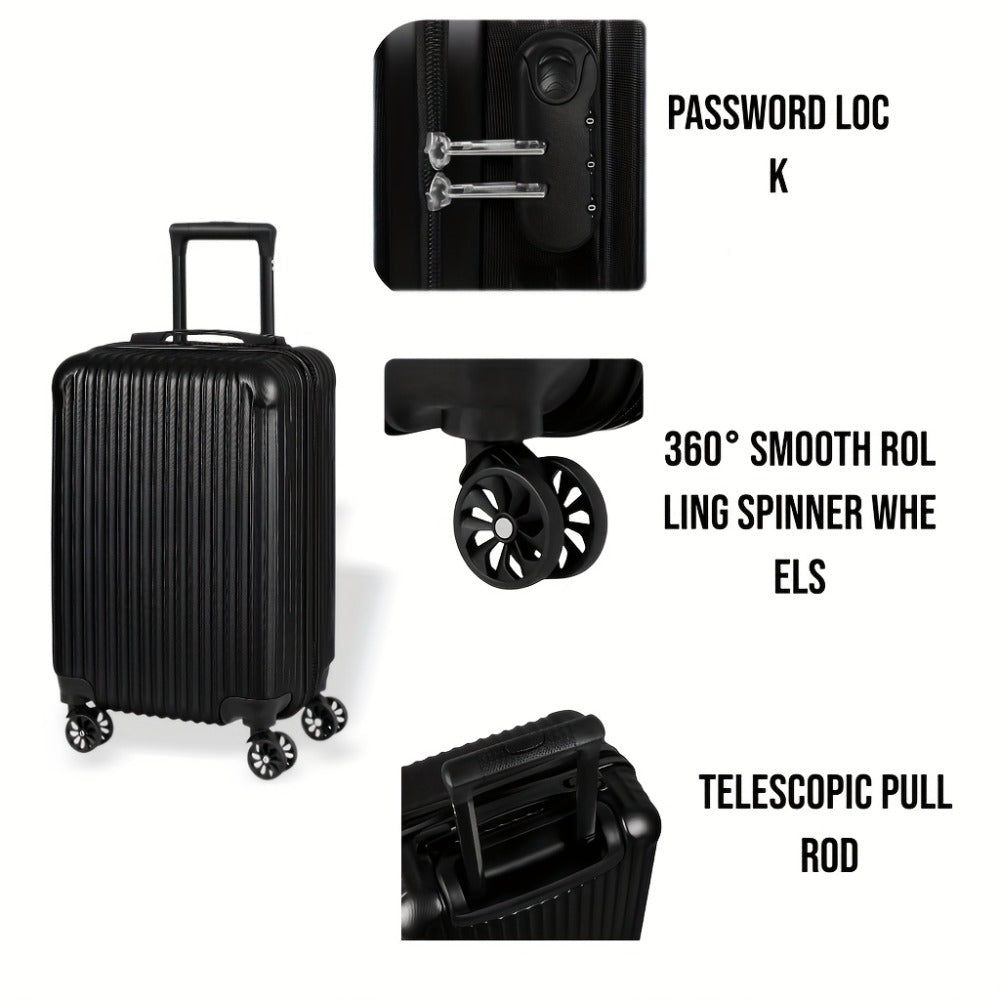 Luggage Trolley Case, 20-inch Boarding Case, ABS Lightweight Hard Shell, TSA Lock, 360-degree Smooth Swivel Wheels, Telescopic Handle, Zipper Opening And Closing, Suitable for Various Travel Occasions, Black, White, Silvery, Rose Golden