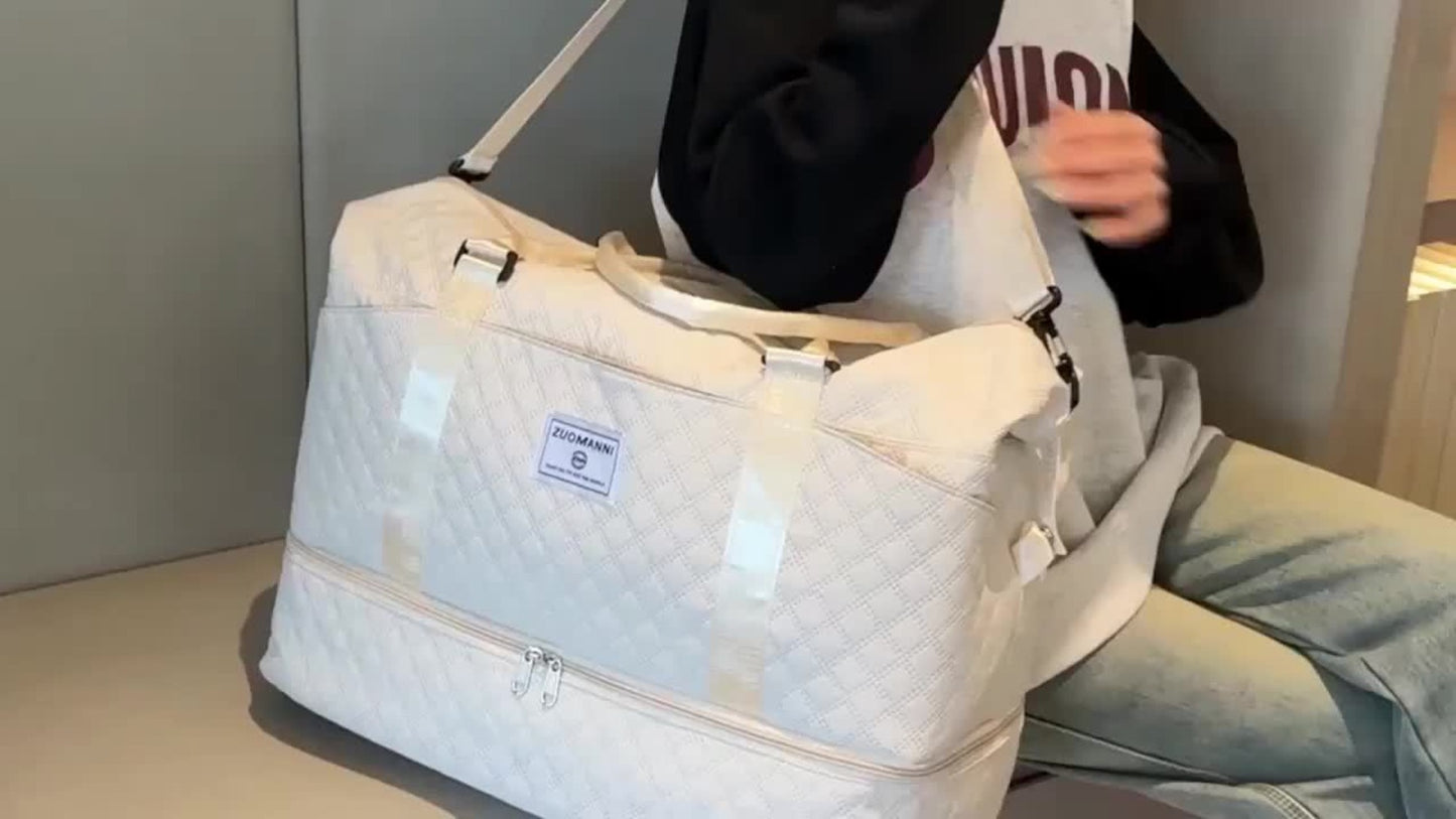 Spacious Multifunctional Travel Bag with a Separate Shoe Compartment, Perfect for Yoga And Fitness. This Quilted Crossbody Bag Is Ideal for Weekends And Comes As a Two-Piece Set, Making It a Great Gift for Valentine'S Day, Ramadan, Or The New Year