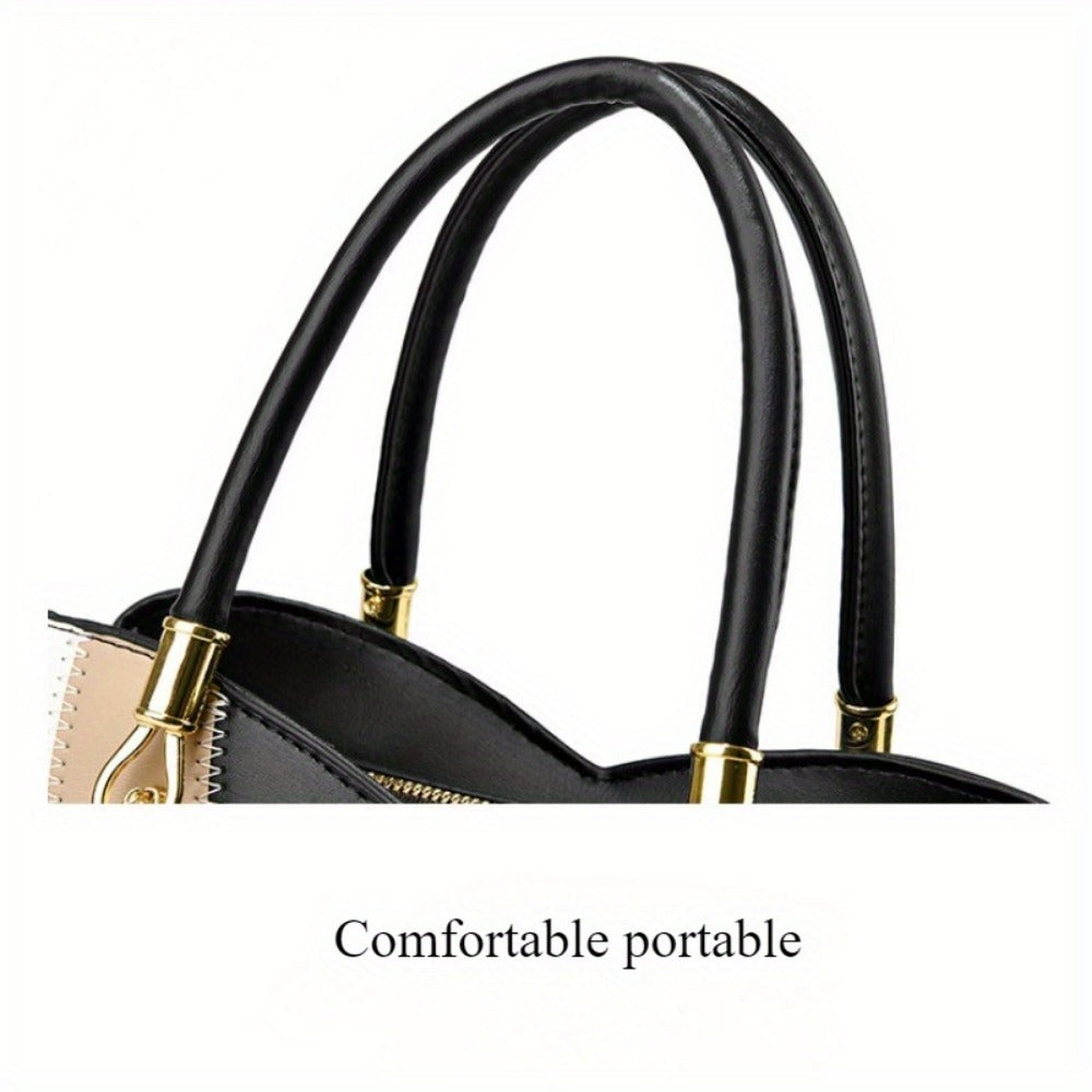 Women's Handbag – Large Capacity, Colorblock Satchel Large Capacity Faux | Bag Vero – detail view 10