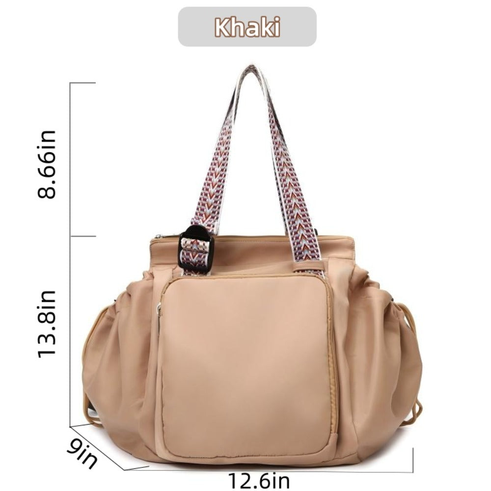 1 Large Capacity Multi-Pocket Bag, 13.8*12.6 Inches, Shape-Adjustable & Multi-Functional, Shoulder, Backpack, Handheld, or Luggage Trolley, for Travel, Fitness, Daily Use & Commuting
