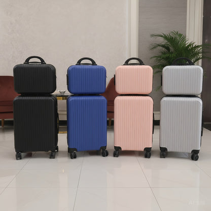 Trolley Suitcase, Vertical Striped Luggage Set, Travel Handbag, Makeup Bag, 20' And 14' Luggage, Silent Wheels, Men's Luggage, Women's Luggage, PP Material Luggage, Suitable for Business Travel, Personal Travel, Mixed Colors