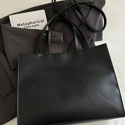 RAGSTO Women's Large Capacity Tote Bag Compatible for work//Travel - Elegant Black Handbag with ic Closure, Adjustable Crossbody & Top Handle, Embossed Lettering, Durable Casual Shoulder Bag