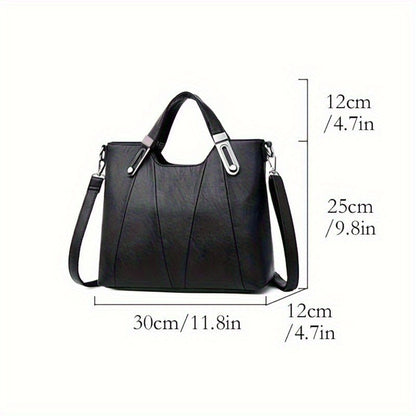 Exquisite Ladies' Genuine Leather Tote Bag - Spacious And Stylish Shoulder Bag with Crossbody Strap, Ideal for Work And Daily Style, Available in Light Grey, Purple, Blue, Burgundy And Black