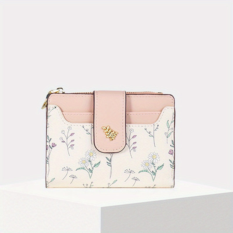 Chic Floral Wallet for Women - Compact Card Holder with Snap Closure