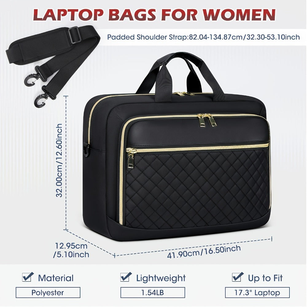 NEWHEY 17.3-Inch Laptop Briefcase for Men And Women, Large Shoulder Messenger Bag for Business, Office, And College, in Black
