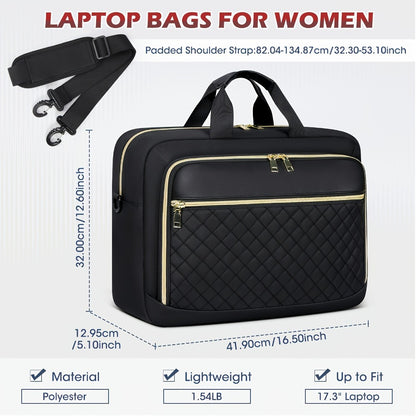 NEWHEY 17.3-Inch Laptop Briefcase for Men And Women, Large Shoulder Messenger Bag for Business, Office, And College, in Black