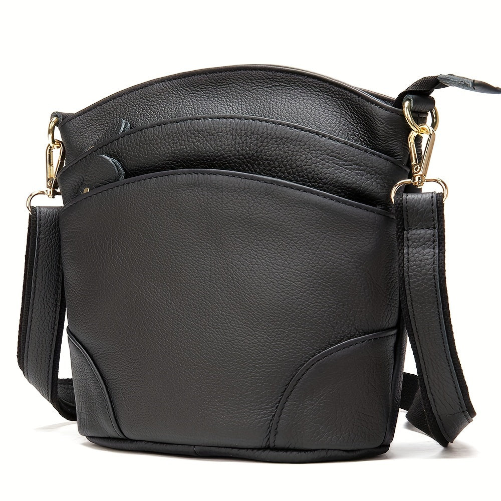 Premium Genuine Cowhide Leather Crossbody Bag - Luxurious, Versatile, And Spacious With Ample Storage - Handbag Purse Cross Body Bow Pendant Organizer Smart Phone Pockets