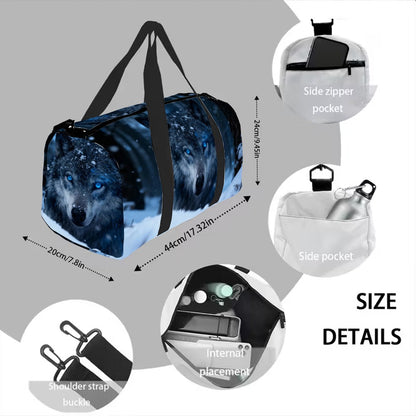 Snowy Plain Wolf Print Adjustable Strap Machine Washable for Gym Large Capacity with Side/ Inner Pockets Travel Unisex Fitness Yoga Bag - Durable Daily Use (Great Gift) Suitcase-Fixable