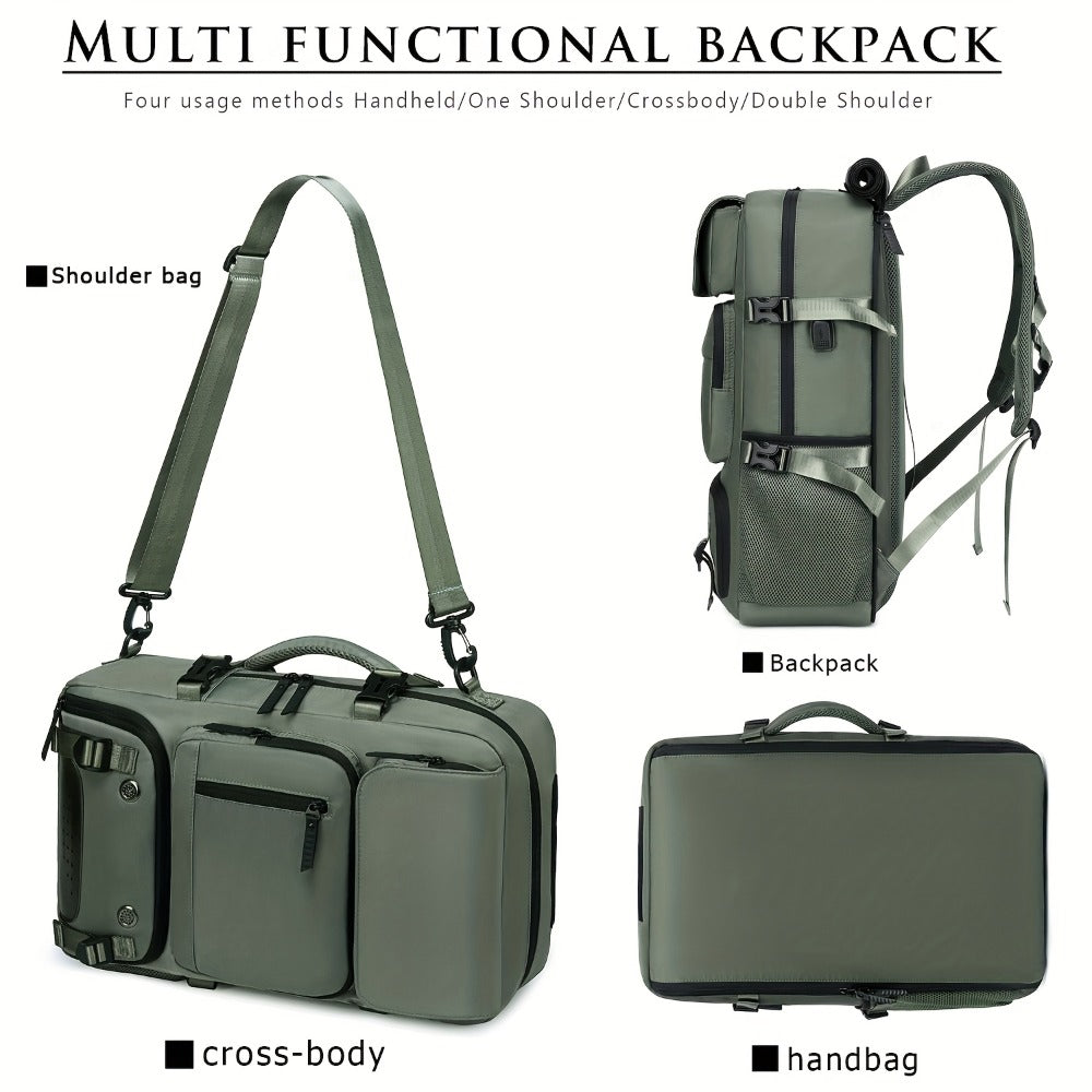 2025 New Style Men'S And Women'S Large Capacity Travel Backpack with Independent Shoe Compartment, Drawstring Closure And Multiple Pockets - Durable Hiking Backpack for Outdoor Commuting, Business Trips, Festivals - Belt Decorations