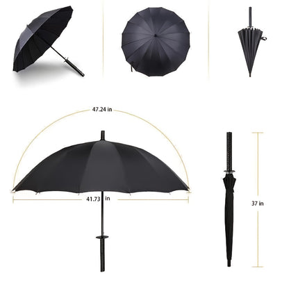 Samurai Umbrella, Sword Umbrella One-Touch Auto Open/Close, Windproof, 24-rib Steel Frame, Cosplay Theme Activities, Ideal Gift for Anime Fans, Outdoor Gear, Fashion Accessories, Sturdy Frame, A Must Have for Comic Book Lover