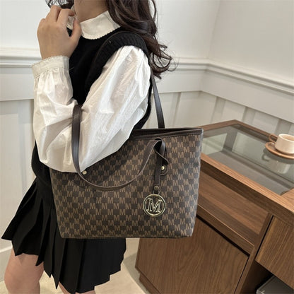 Light Luxury, Minimalist, Fashionable, High-End Texture, Design Sense, Tote Bag, Women'S Retro Checkered Pattern, Large Capacity Shoulder Bag