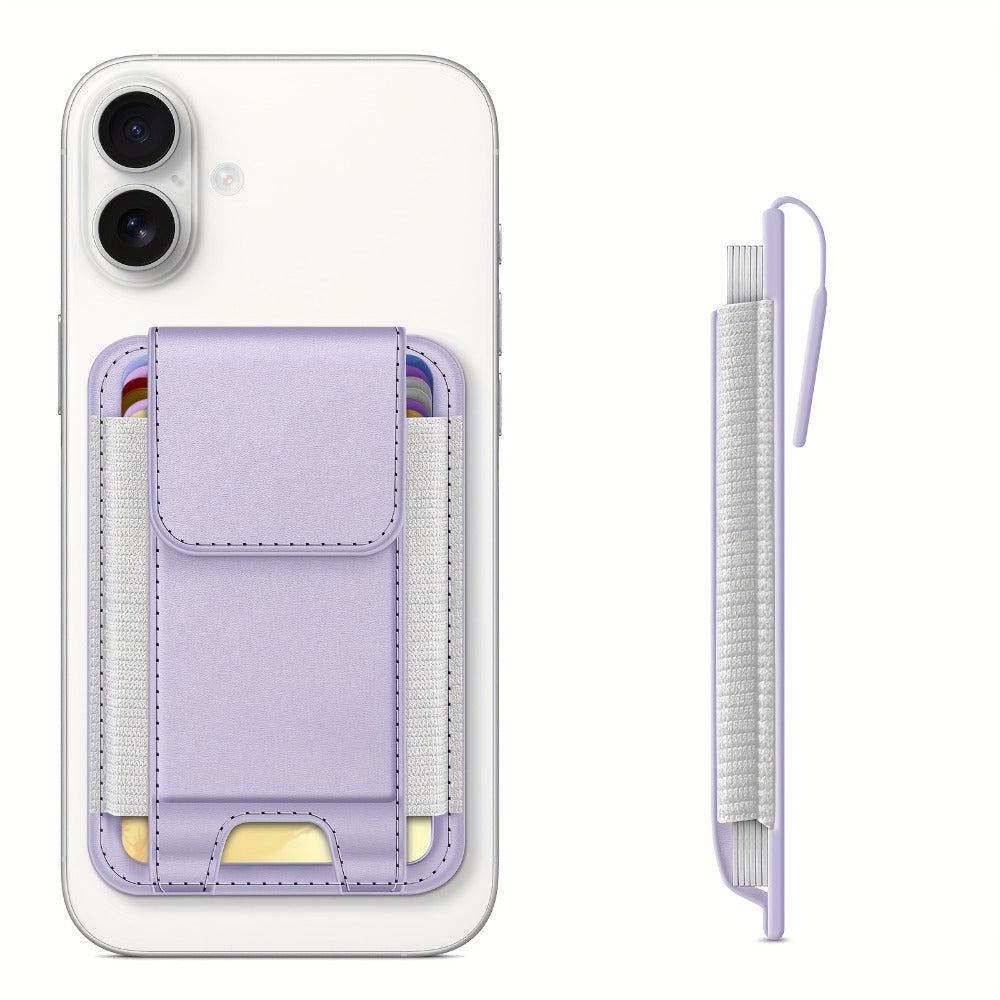 Magnetic Card Wallet Holder for Iphone 16/15/14/13/12 Series, Fit 6 Cards, Safe RFID Blocking, Slim Faux Leather Wallet Credit Card Holder for Women Men