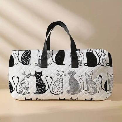 Chic Cat Print Large Capacity Travel Bag with Diamond Grid Design - Versatile Overnight & Yoga Tote, Portable Crossbody with Shoe Compartment - Perfect for Daily Use, Work, Or Travel, Gift for Your Friends