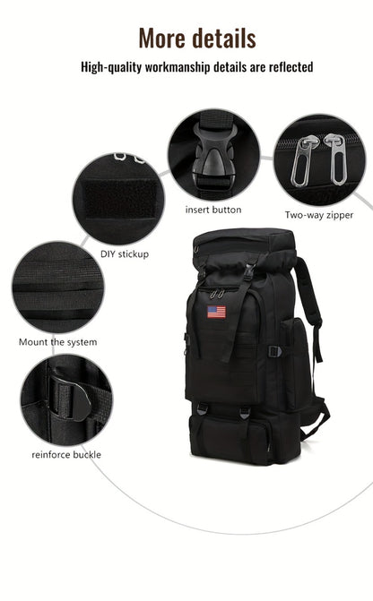 21.13gal Outdoor Camping & Hiking Backpack, 2pcs Set With Backpack And Flag Icon