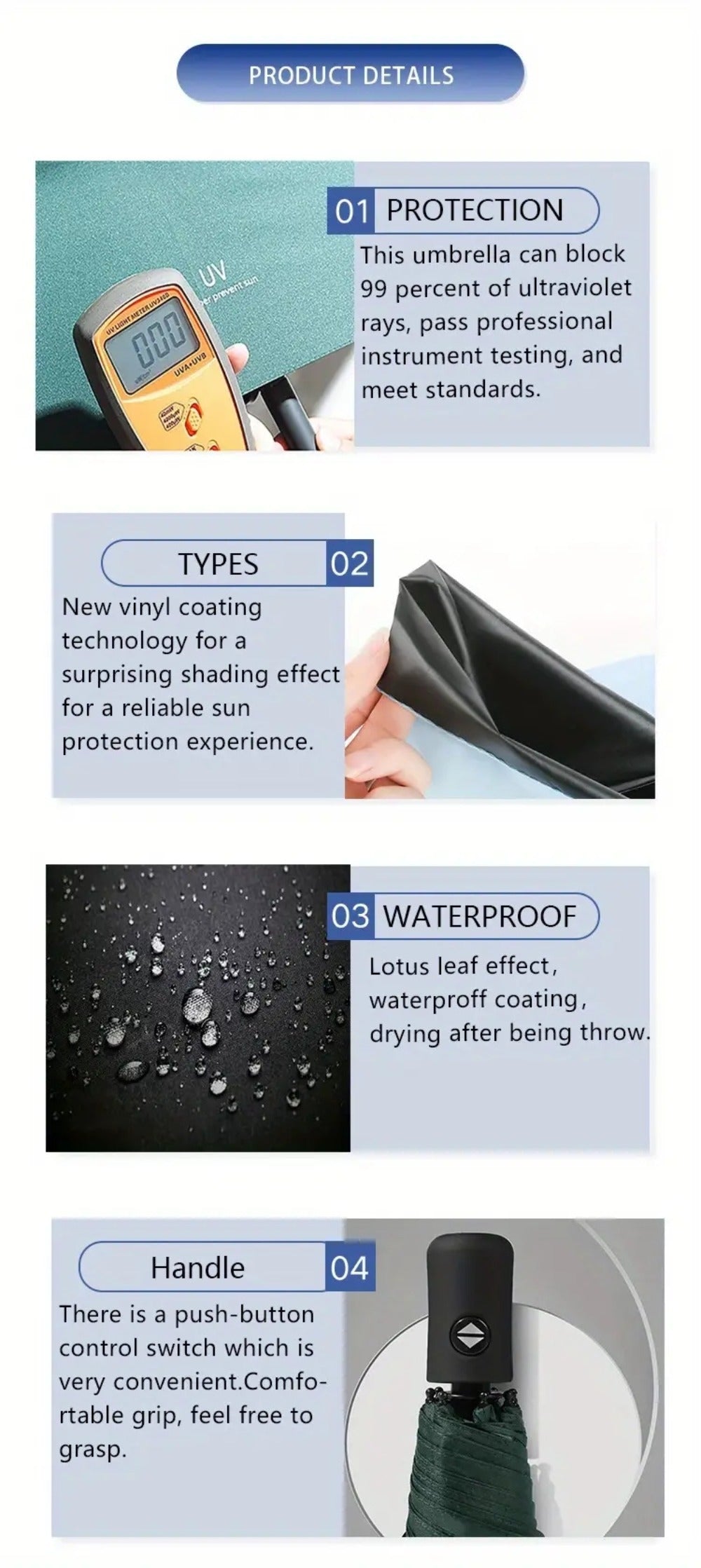 Large Folding Umbrella in a Solid Color, Featuring Outstanding, Lightweight And Waterproof Design, And Automatic Open And Close Functionality, Suitable for Both Men And Women