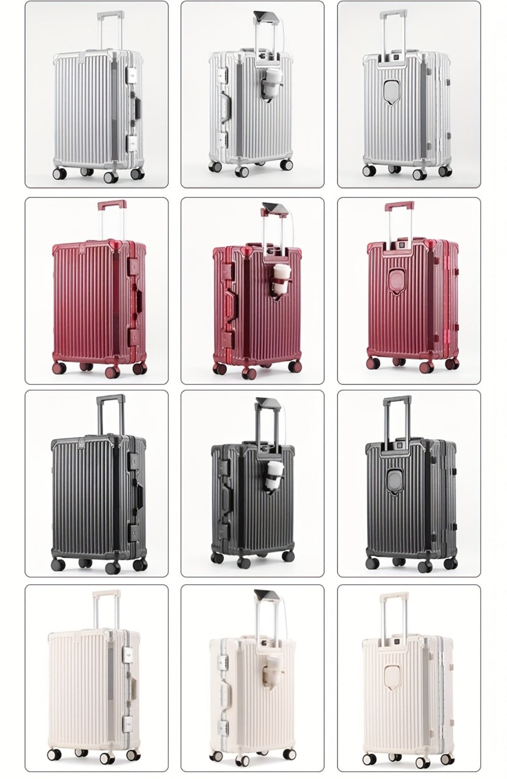 Spacious Premium Aluminum Frame Luggage: Large Capacity And External Cup Holder (Ideal for Travel And Business)