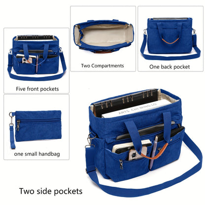 2026 Women's Corduroy Tote and Crossbody Bag Set 2pcs/Set, Large Capacity Laptop Shoulder Bags with Adjustable Strap & Zipper Closure, Casual Travel, Work, Sports, Everyday Purse for Game Day, Football Fan Gear, All Fans