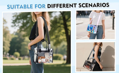 Stylish One-Shoulder Bag Made of PVC, Featuring a Solid Color And Ample Storage Space, Perfect for Casual Outings. This Women'S Easy Square Crossbody Bag Is Ideal for Stadium Concerts And Travel Makeup