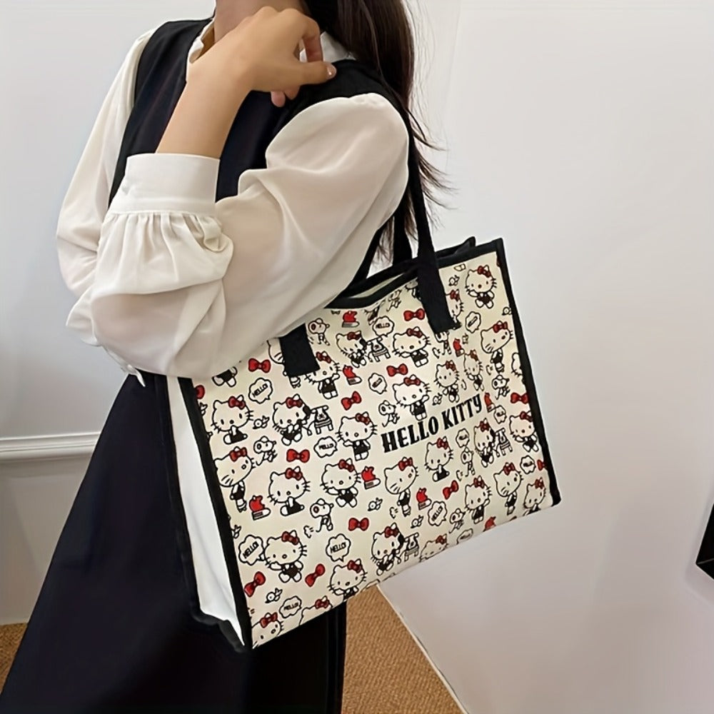 Sanrio Cute Hello Kitty Tote Bag. A Lovely Hello Kitty Shoulder Bag with A Large Capacity, Suitable for Trips. It Makes An Ideal Birthday Gift Or A Delightful Surprise for Festivals.