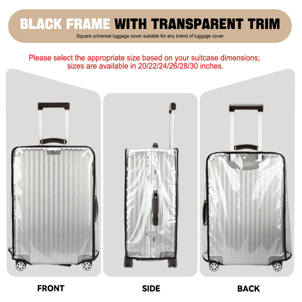 3pcs Clear PVC Luggage Covers - Waterproof, Reusable Suitcase Protectors with Wheels, Fits 20', 24', 28' Luggage, Durable & Easy to Clean, Transparent Travel Accessories for Scratch & Dust Protection