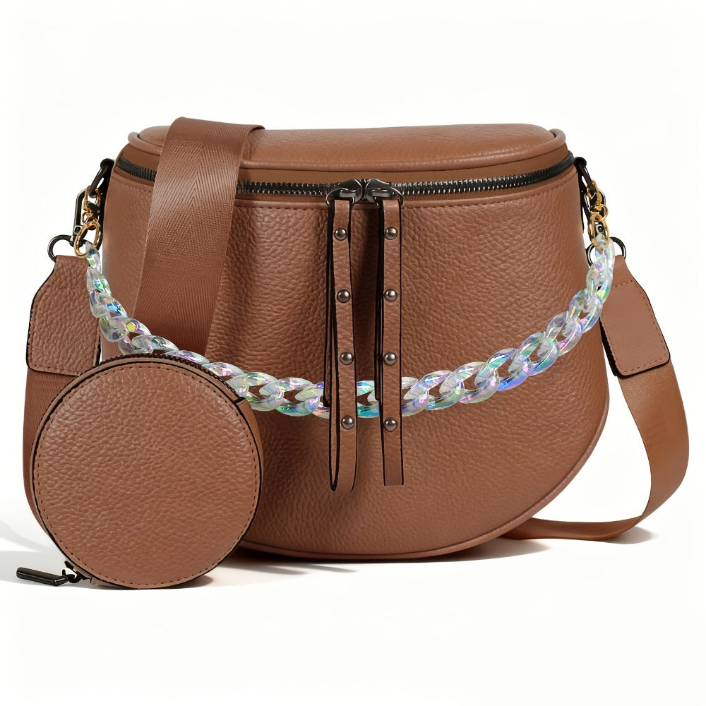 2pcs, 1 Women'S Crossbody Bag With 1 Chain, Multifunctional Women'S Crossbody Bag With Adjustable And Detachable Shoulder Strap - Fashion Wallet, Suitable For Shopping, Travel, Hiking, And Daily Wear, Travel Bag, Suitable For Mother'S Day Gift