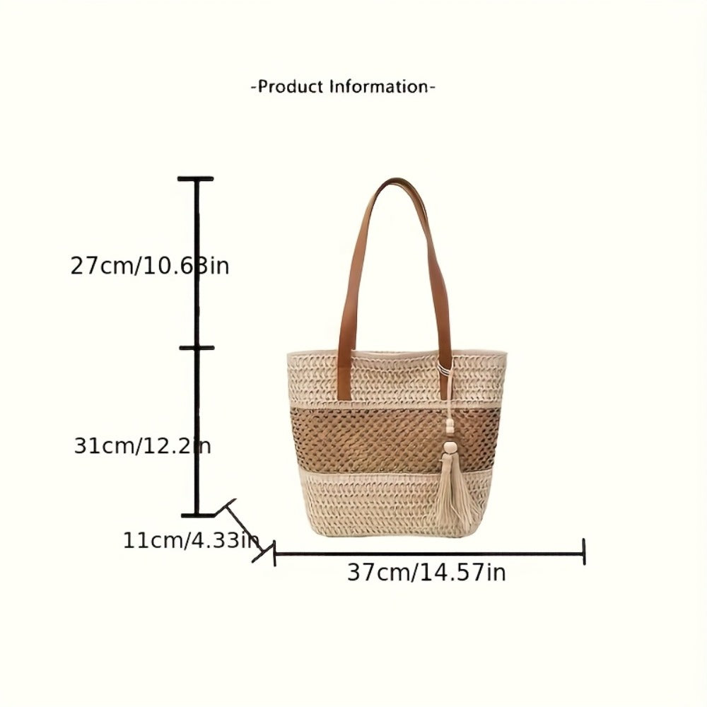 Vacation Travel Beach Bags, Casual Fashion Simple Straw Handbags, Beach Party Bags, Women'Bags, Tote Bags, Crossbody Bags, Women'Bags, Wallets, Clutch Bags, Straw Bags, Leisure Carry-on Women'Bags Suitable for Outdoor Sports, Travel - Bohemian