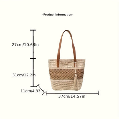Vacation Travel Beach Bags, Casual Fashion Simple Straw Handbags, Beach Party Bags, Women'Bags, Tote Bags, Crossbody Bags, Women'Bags, Wallets, Clutch Bags, Straw Bags, Leisure Carry-on Women'Bags Suitable for Outdoor Sports, Travel - Bohemian