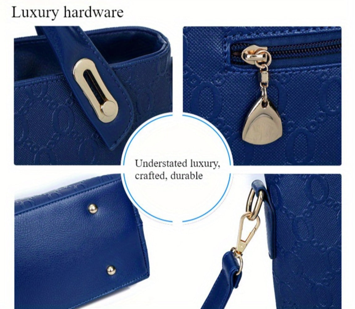 Women's Tote bag set, 4pcs bear pendant bag, large capacity tote purse crossbody bag