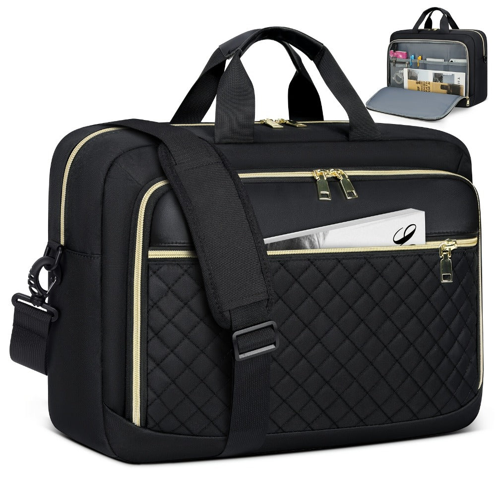 NEWHEY 17.3-Inch Laptop Briefcase for Men And Women, Large Shoulder Messenger Bag for Business, Office, And College, in Black