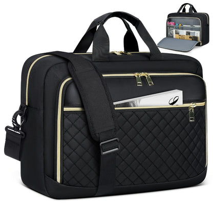 NEWHEY 17.3-Inch Laptop Briefcase for Men And Women, Large Shoulder Messenger Bag for Business, Office, And College, in Black