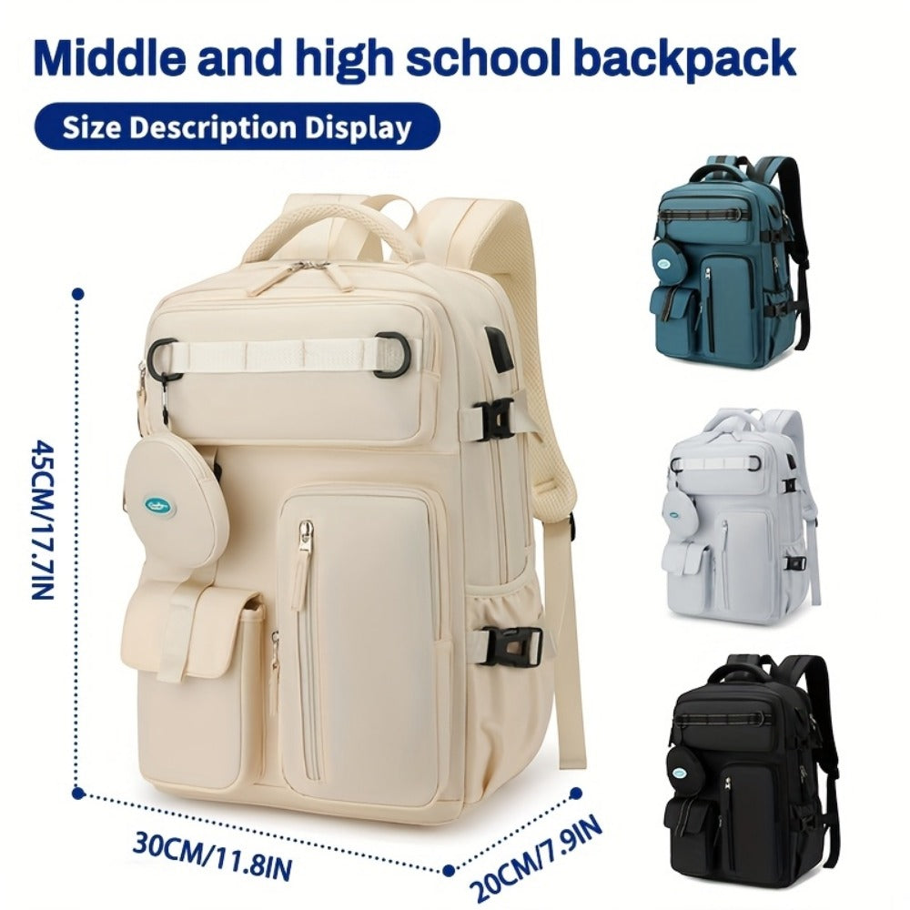 Backpack for Women – Nylon, Lightweight, Trolley Sleeve, for Travel & Work | Bag Vero – detail view 12