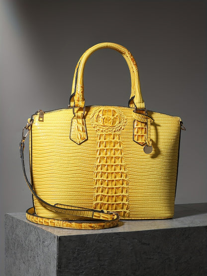 Women'S Work Handbag Featuring a Crocodile Design, a Spacious Crossover Style, And a High-End Fashionable Look. This Elegant Bag Includes a Detachable Shoulder Strap And a Secure Zipper, Making It a Perfect Gift for Christmas Or Thanksgiving