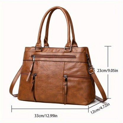 Retro Style Women's Crossbody Bag - Multi-Layer Design with Removable Adjustable Shoulder Strap, Zipper Closure, Durable, Multiple Compartments for Everyday Use (Dark Brown/Grey/Yellow/Black), Crossbody Purse, Casual Handbag, Sleek Handbag, Sturdy Constru