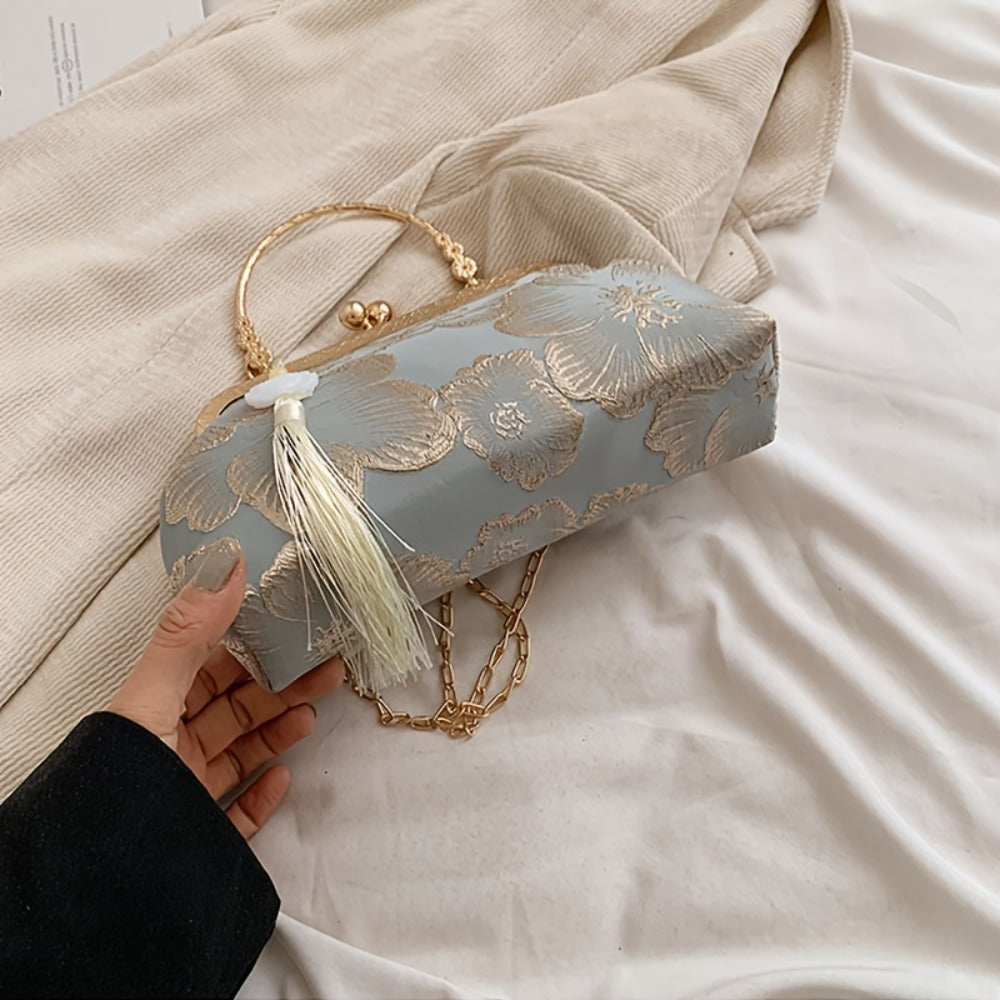 [Christmas Gift Bags] Evening Bags for Women Elegant And Classy, Retro Crossbody Bags, Ethnic Style Evening Bags, Fashion Shoulder Bag with Metal Chain, Handbags for Women Designer, Crossbody Bag Purse Christmas Bags for Gifts Christmas Gift Bags