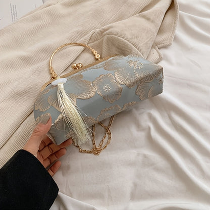 [Christmas Gift Bags] Evening Bags for Women Elegant And Classy, Retro Crossbody Bags, Ethnic Style Evening Bags, Fashion Shoulder Bag with Metal Chain, Handbags for Women Designer, Crossbody Bag Purse Christmas Bags for Gifts Christmas Gift Bags