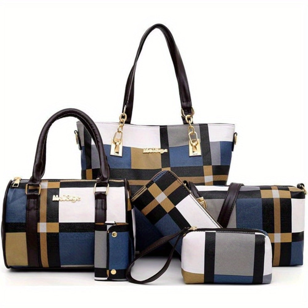 6pcs Womens Handbags Tote Bags Shoulder Bag Purses Satchel Bag Top-Handle Handbag Crossbody Bag Wallet Clutch