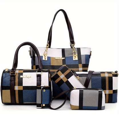 6pcs Womens Handbags Tote Bags Shoulder Bag Purses Satchel Bag Top-Handle Handbag Crossbody Bag Wallet Clutch