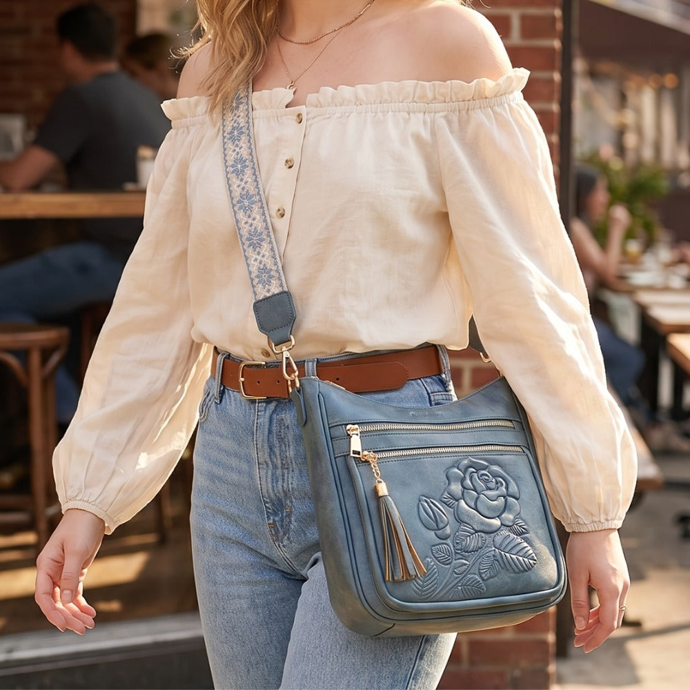 Crossbody Bag for Women – for Work & Everyday Use, Medium Size Floral Cutout Fashion | Bag Vero – detail view 9